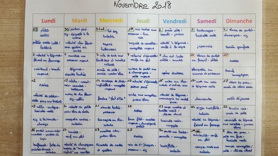 menu du mois de novembre